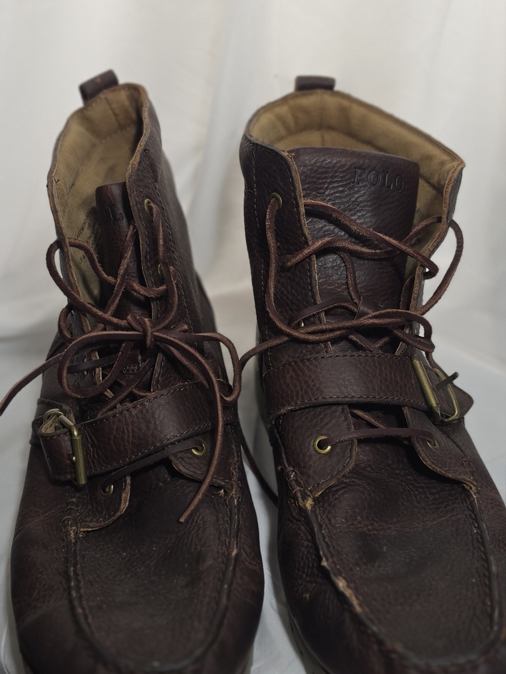 Polo by Ralph Lauren Brown Leather Men's Lace-Up Strap Boots